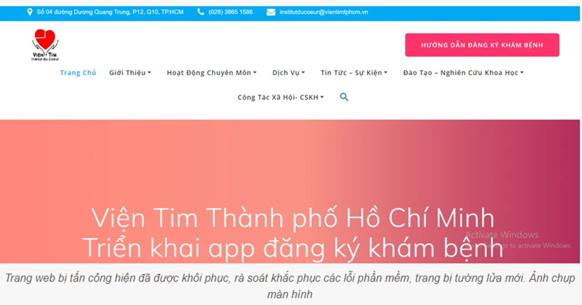 Viện Tim TP.HCM bị tấn công trang web lấy số khám bệnh