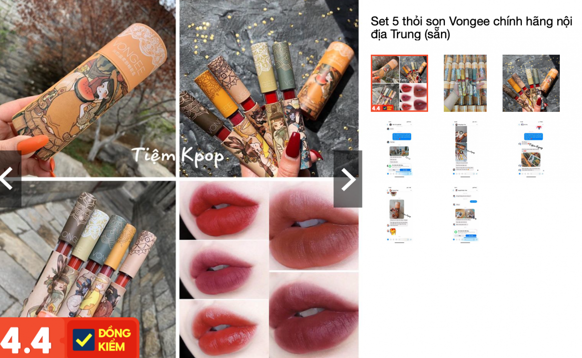 Son VONGEE được bày bán trên Shopbee. Son VONGEE được bày bán trên Shopbee.