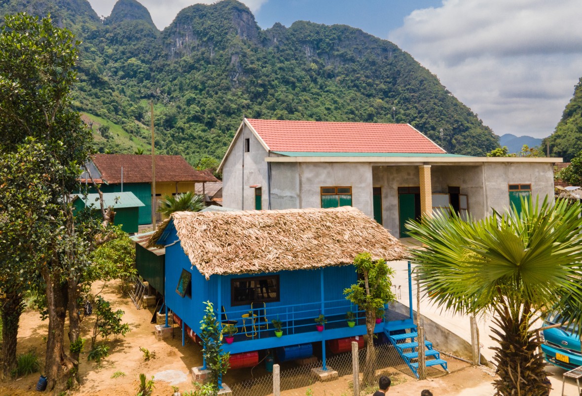 Mô hình Rural homestay thích ứng thời tiết độc đáo ở Tân Hóa. Ảnh: Oxalis