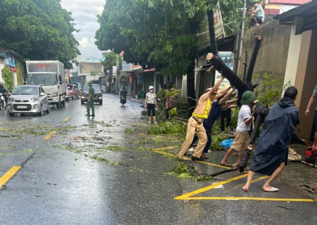 Sau khoảng thời gian 30 phút, tổ công tác đã cùng với người dân dọn dẹp xong mặt đường và đưa thân cây đỗ vào sát lề đường, đảm bảo cho nhân dân, các phương tiện lưu thông bình thường.