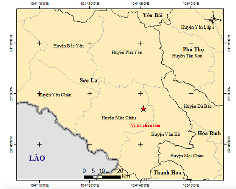 Sơn La: Động đất 3,3 độ gây rưng lắc tại huyện Mộc Châu