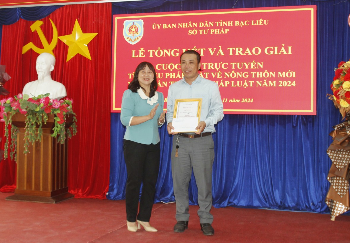 Bạc Liêu: Trao giải cuộc thi trực tuyến “Tìm hiểu pháp luật về nông thôn mới và chuẩn tiếp cận pháp luật”