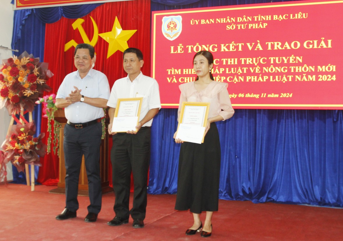 Bạc Liêu: Trao giải cuộc thi trực tuyến “Tìm hiểu pháp luật về nông thôn mới và chuẩn tiếp cận pháp luật”