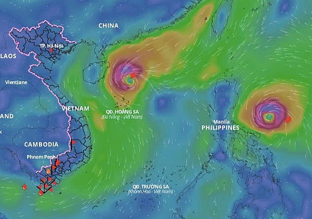 Cơn bão số 7 và số 8 đang tiến vào Biển Đông