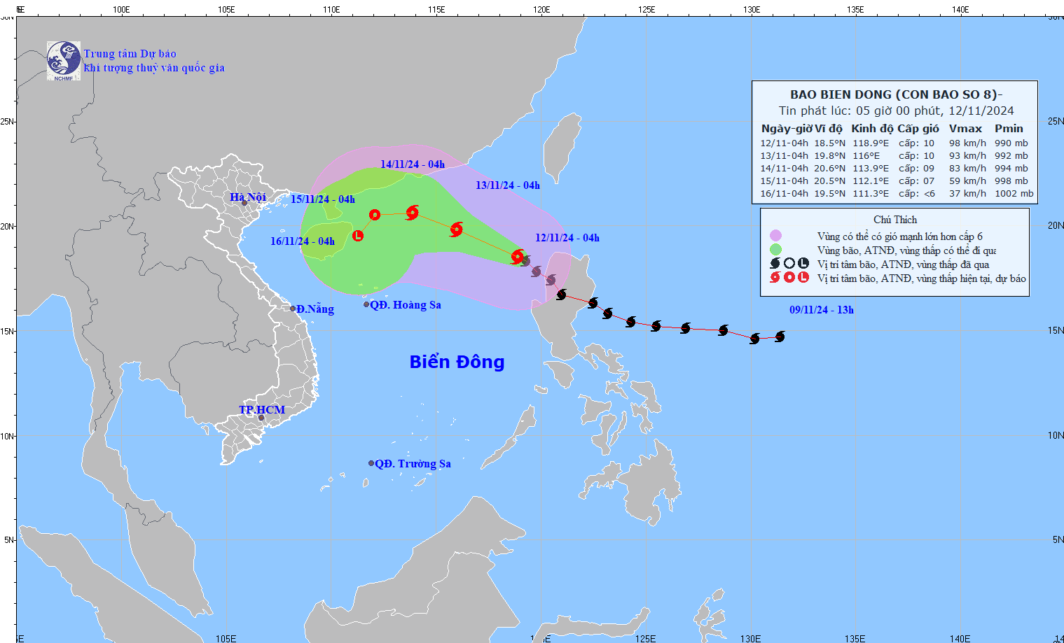 Miền Trung và Tây Nguyên mưa lớn do ảnh hưởng bão số 7, Biển Đông đón bão số 8