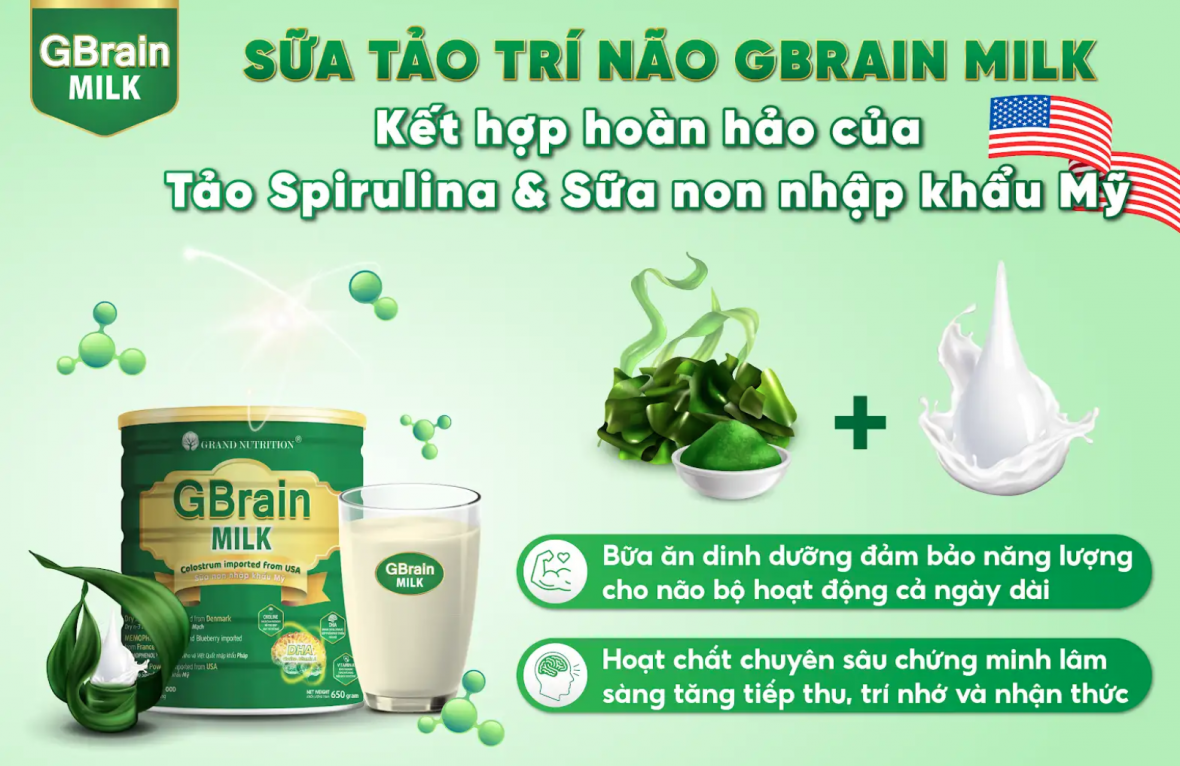 Sữa tảo trí não GBrain Milk - Đột phá mới từ thương hiệu G-Brain uy tín 5 năm trên thị trường