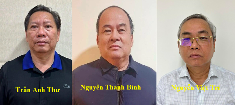 Bị can Nguyễn Thanh Bình cùng thuộc cấp - Ảnh: BCA