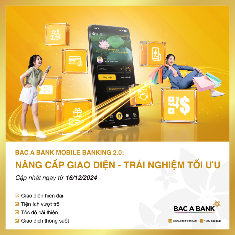 Bac A Bank ra mắt giao diện mới của ứng dụng ngân hàng điện tử