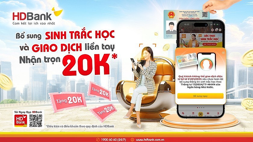 HDBank khuyến nghị khách hàng nhanh chóng bổ sung sinh trắc học, tránh gián đoạn giao dịch