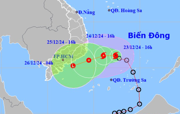 Hướng di chuyển cơn bão số 10