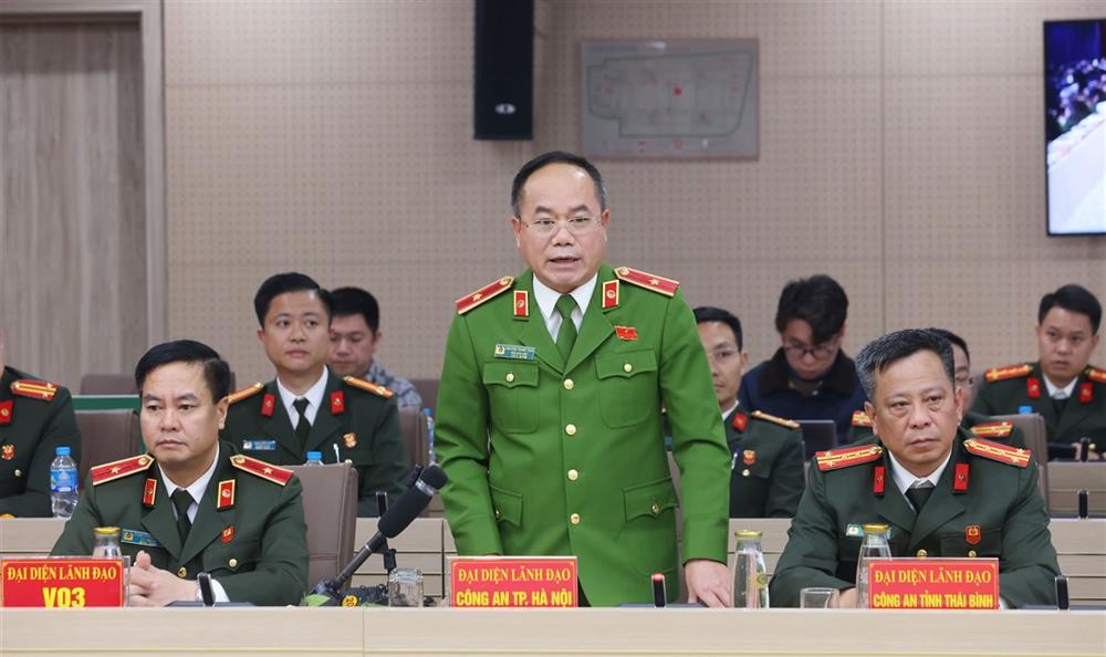 Thiếu tướng Nguyễn Thanh Tùng, Phó Giám đốc Công an TP Hà Nội phát biểu tại Họp báo - Ảnh Bộ Công an.