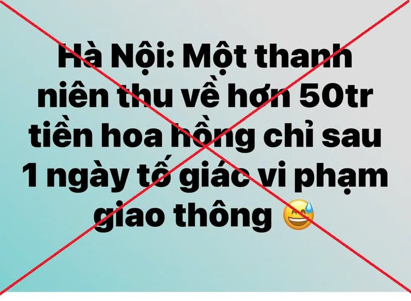 Công an Hà Nội thông tin về việc nam thanh niên thu về 50 triệu đồng sau 1 ngày tố giác vi phạm giao