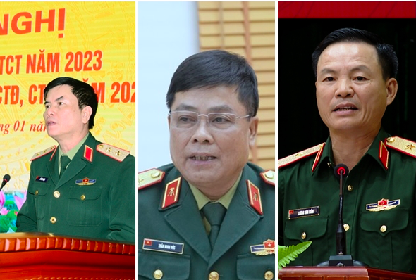 Trung tướng Đỗ Văn Thiện, Trung tướng Trần Minh Đức và Thiếu tướng Lương Văn Kiểm (từ trái qua phải) được bổ nhiệm giữ chức vụ mới. Trung tướng Đỗ Văn Thiện, Trung tướng Trần Minh Đức và Thiếu tướng Lương Văn Kiểm (từ trái qua phải) được bổ nhiệm giữ chức vụ mới.