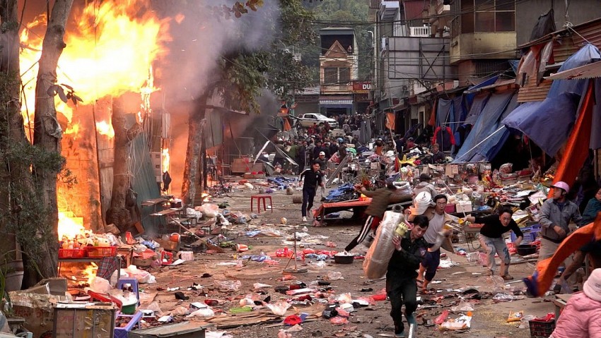 Hà Giang: Cháy lớn ở chợ Trung tâm huyện Yên Minh