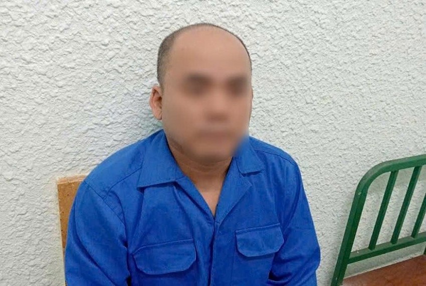 Tài xế Phạm Quốc Huy tại cơ quan công an