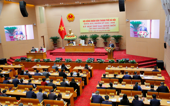 Quang cảnh kỳ họp thứ 21 HĐND TP Hà Nội.
