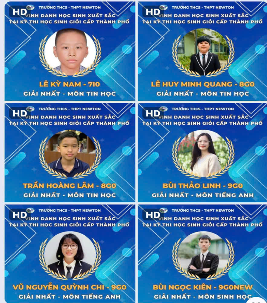 Trường Newton tiếp tục khẳng định vị thế trong kỳ thi HSG các môn văn hóa cấp thành phố