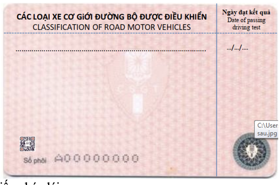 Hình ảnh về mẫu giấy phép lái xe mới do Bộ Công an cấp