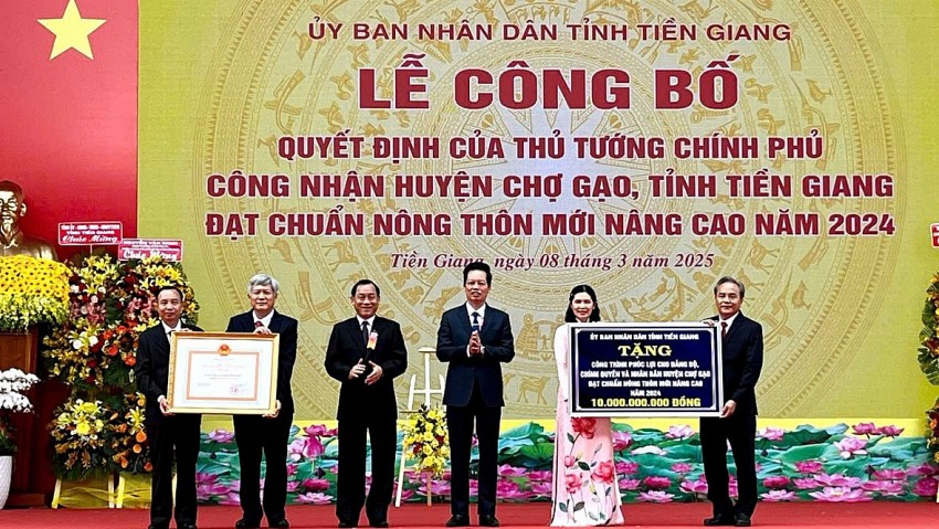Tiền Giang: Huyện Chợ Gạo đạt chuẩn Huyện Nông thôn mới nâng cao