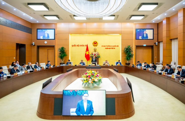 Phiên họp thứ 43 của Uỷ ban Thường vụ Quốc hội. Ảnh: Media Quốc hội
