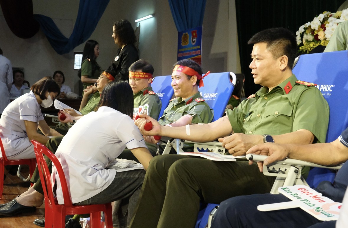 Hàng trăm chiến sỹ Công an Hà tham gia hiến máu cứu người