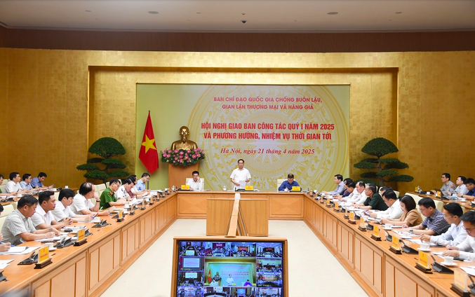 Hội nghị giao ban công tác quý I/2025 và phương hướng, nhiệm vụ của Ban Chỉ đạo Quốc gia chống buôn lậu, gian lận thương mại và hàng giả (Ảnh: Hải Minh).