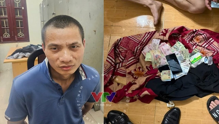 Nnghi phạm là Vũ Văn Lịch và tang vật tại cơ quan Công an.