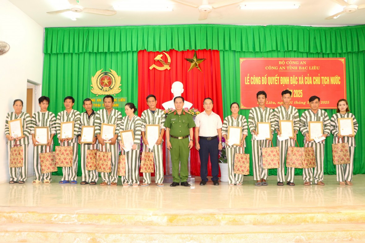 Bạc Liêu công bố Quyết định đặc xá của Chủ tịch nước