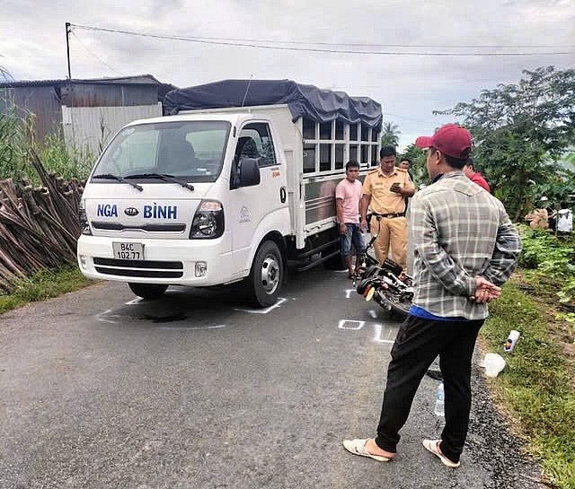 Hiện trường vụ tai nạn giao thông khiến cháu Tr. tử vong.