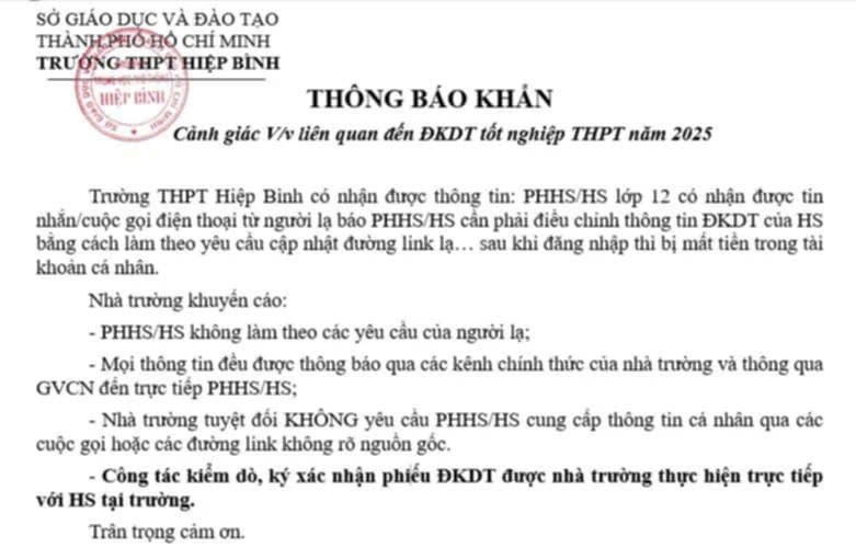 Cảnh báo chiêu lừa điều chỉnh đăng ký thi tốt nghiệp THPT