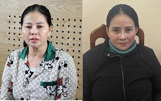 Các đối tượng Lê Thị Ánh Sương và Lê Thị Giang tại Cơ quan điều tra Công an Quảng Bình. Các đối tượng Lê Thị Ánh Sương và Lê Thị Giang tại Cơ quan điều tra Công an Quảng Bình.