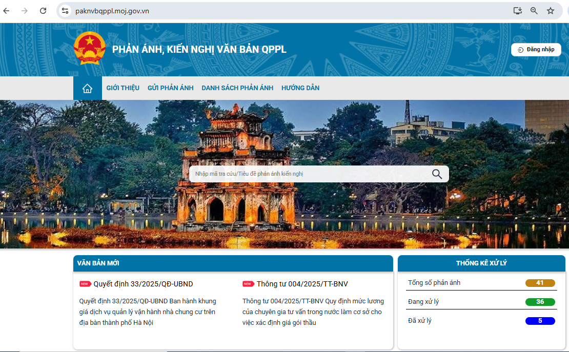 Vận hành thử nghiệm hệ thống tiếp nhận phản ánh về văn bản quy phạm pháp luật