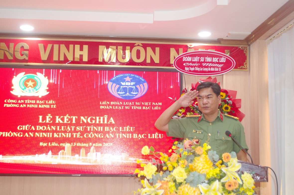 Lễ kết nghĩa Phòng An ninh kinh tế và Đoàn Luật sư tỉnh Bạc Liêu