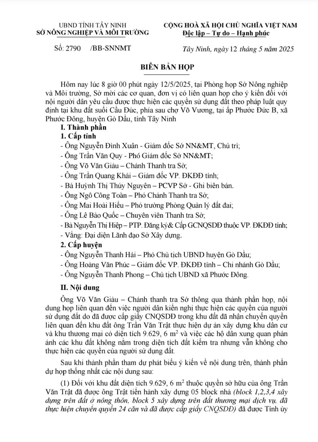 Giám đốc Sở NN&MT tỉnh Tây Ninh nói gì với những bất cập trong công tác quản lý nhà nước về đất đai tại huyện Gò Dầu