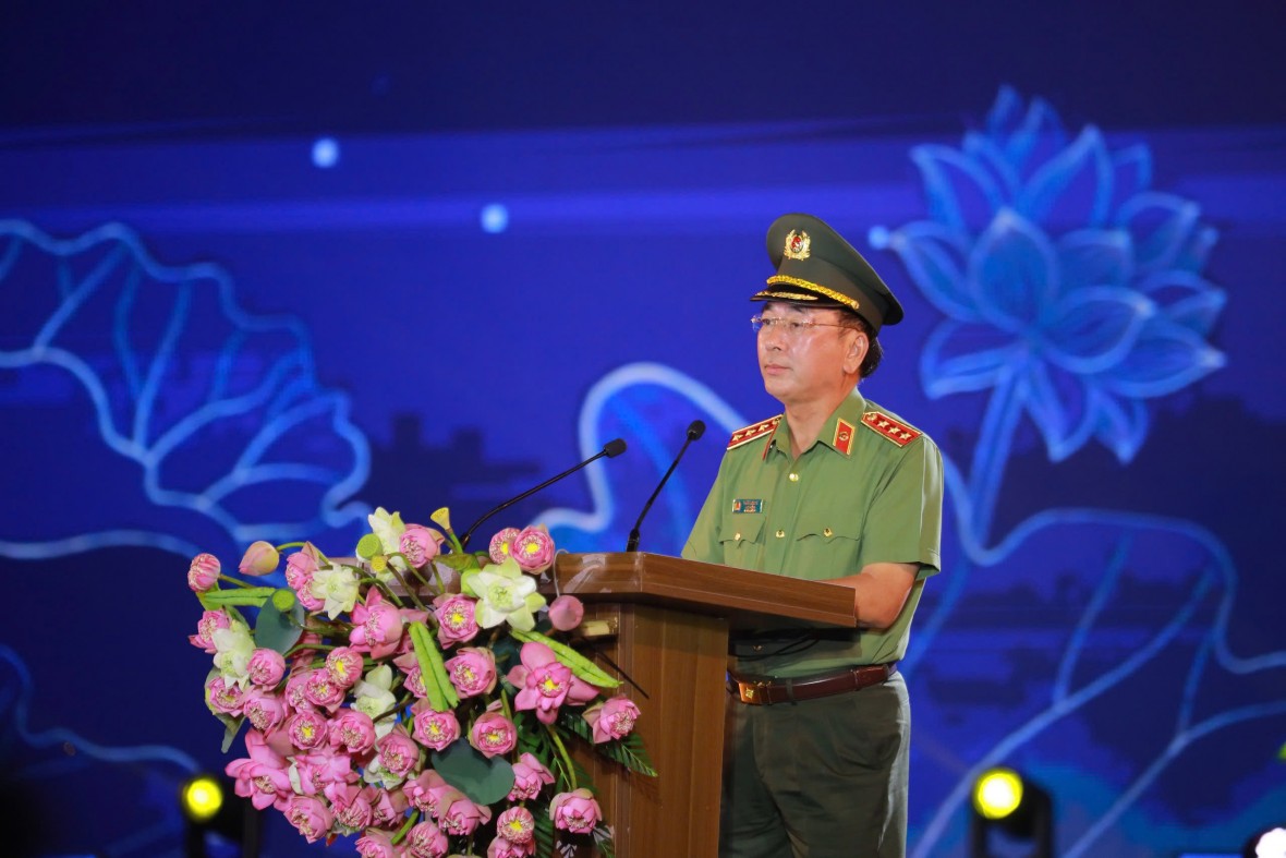 Thượng tướng Trần Quốc Tỏ - Thứ trưởng Bộ Công an phát biểu tại lễ khai mạc.