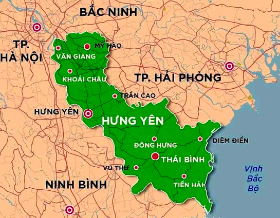 Bản đồ dự kiến tỉnh Hưng Yên sau khi sáp nhập với Thái Bình