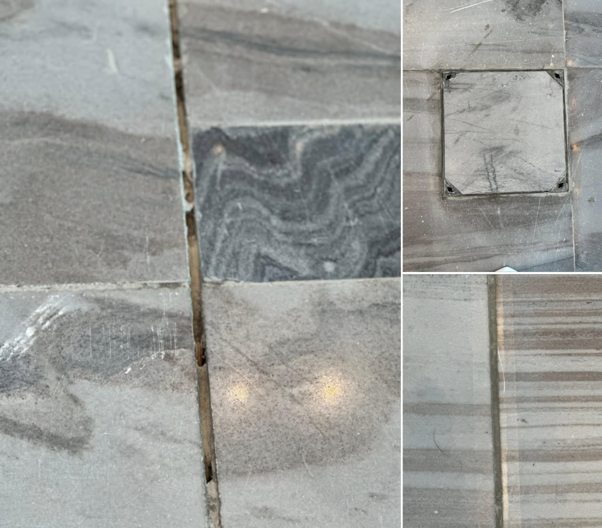 Gạch lót sàn ở nhà ga T3 bị hở, mấp mô khi mới đưa vào khai thác.