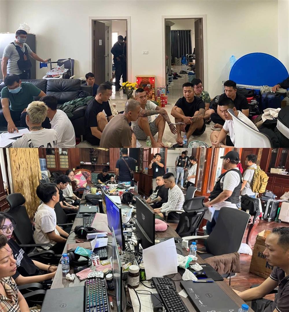 Các đơn vị nghiệp vụ của Bộ Công an Lào kiểm tra các địa điểm tại Thủ đô Viêng Chăn phát hiện Mai Anh Việt và các đối tượng trong băng nhóm hoạt động tổ chức đánh bạc qua mạng internet. Ảnh: Bộ Công an