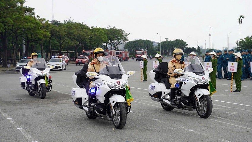 Khối phương tiện tham gia diễu hành của lực lượng Cảnh sát giao thông.