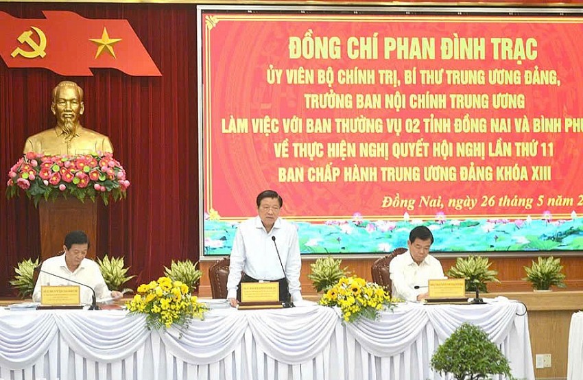 Trưởng ban Nội chính Trung ương làm việc với Đồng Nai và Bình Phước để chỉ đạo phương án sáp nhập 2 tỉnh