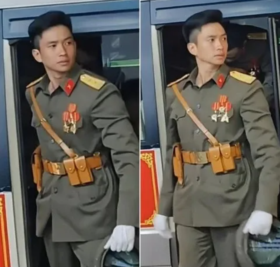 Khoảnh khắc Thượng úy Lê Hoàng Hiệp bước từ trên xe xuống gây bão mạng xã hội.