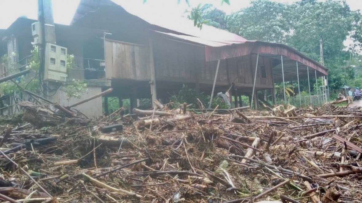 Lũ quyét gây thiệt hại nặng nề tại xã Tri Lễ.