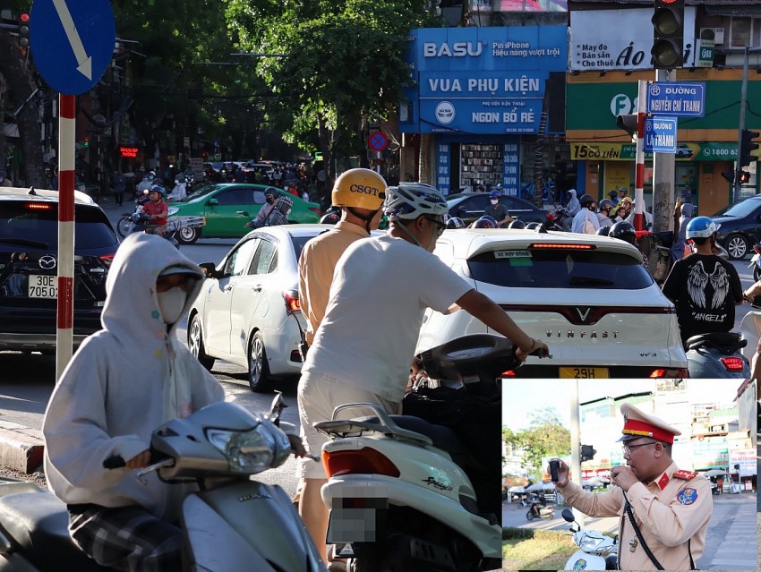 CSGT ghi hình, xử lý người điều khiển xe máy đi ngược chiều