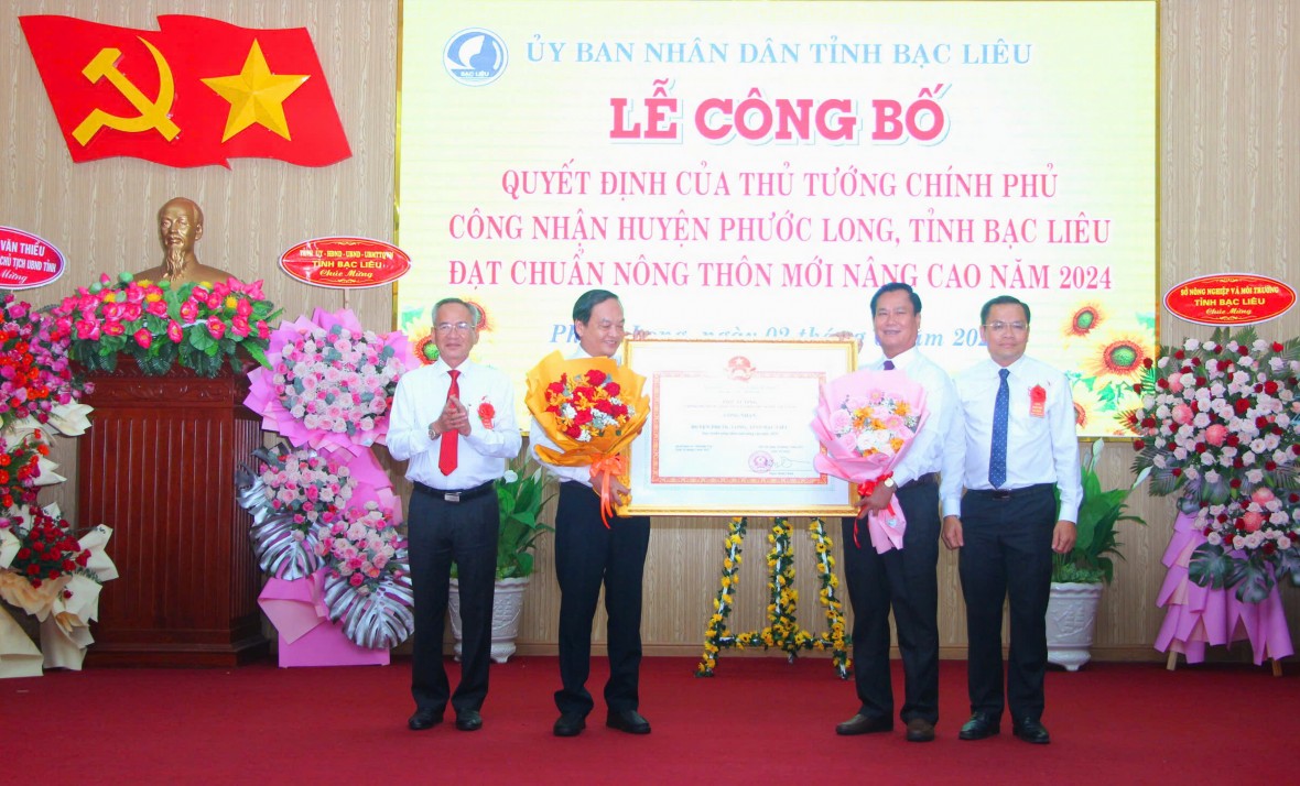 Huyện Phước Long đạt chuẩn NTM nâng cao đầu tiên của tỉnh Bạc Liêu