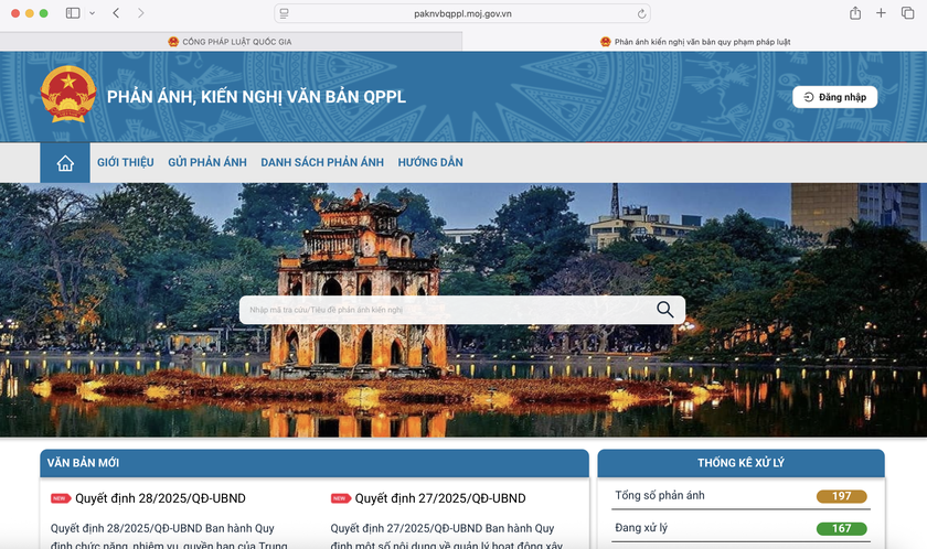 Hướng dẫn sử dụng Cổng Pháp luật quốc gia