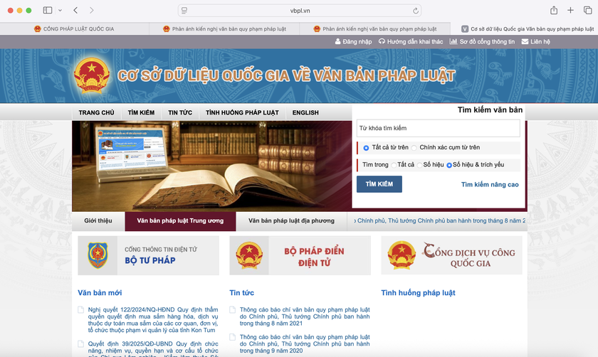 Hướng dẫn sử dụng Cổng Pháp luật quốc gia