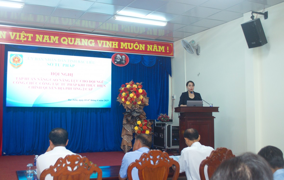 Tiếp tục tập huấn công tác Tư pháp cho công chức Tư pháp trong khi thực hiện chính quyền địa phương 2 cấp ở Bạc Liêu Tiếp tục tập huấn công tác Tư pháp cho công chức Tư pháp trong khi thực hiện chính quyền địa phương 2 cấp ở Bạc Liêu