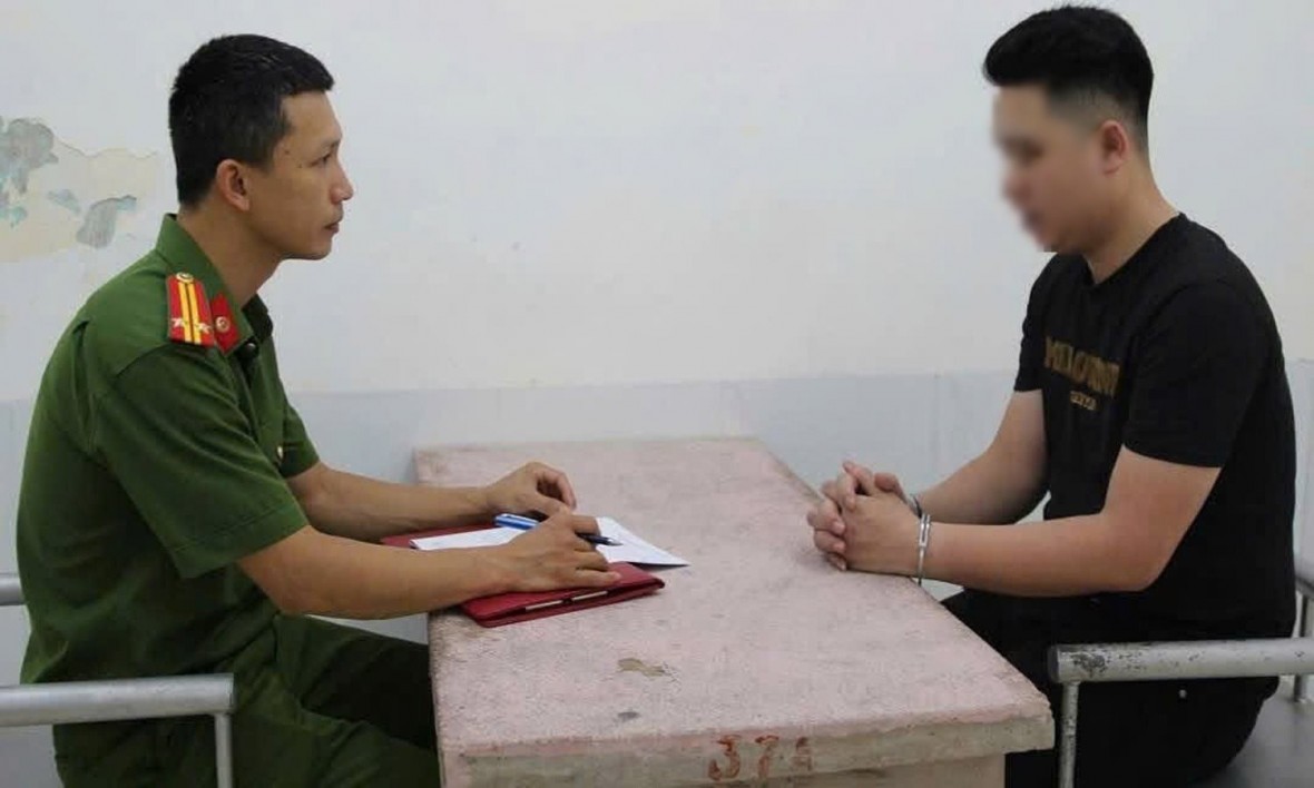 Trần Tuấn Anh tại Cơ quan CSĐT - Ảnh Công an Nghệ An.