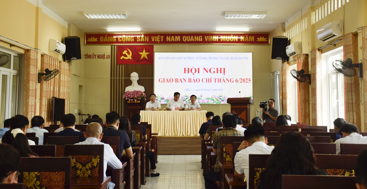 Hội nghị giao ban báo chí tỉnh Nghệ An tháng 6/2025. Hội nghị giao ban báo chí tỉnh Nghệ An tháng 6/2025.