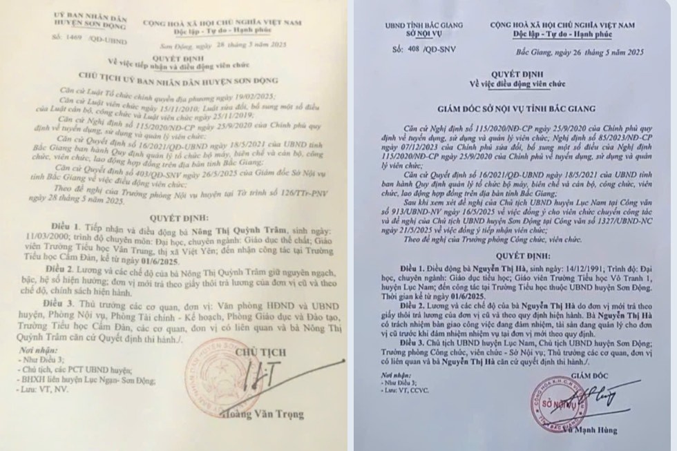 Bắc Giang: Quyết định điều động viên chức của huyện Sơn Động có trước văn bản hướng dẫn của Sở Nội vụ? Bắc Giang: Quyết định điều động viên chức của huyện Sơn Động có trước văn bản hướng dẫn của Sở Nội vụ?